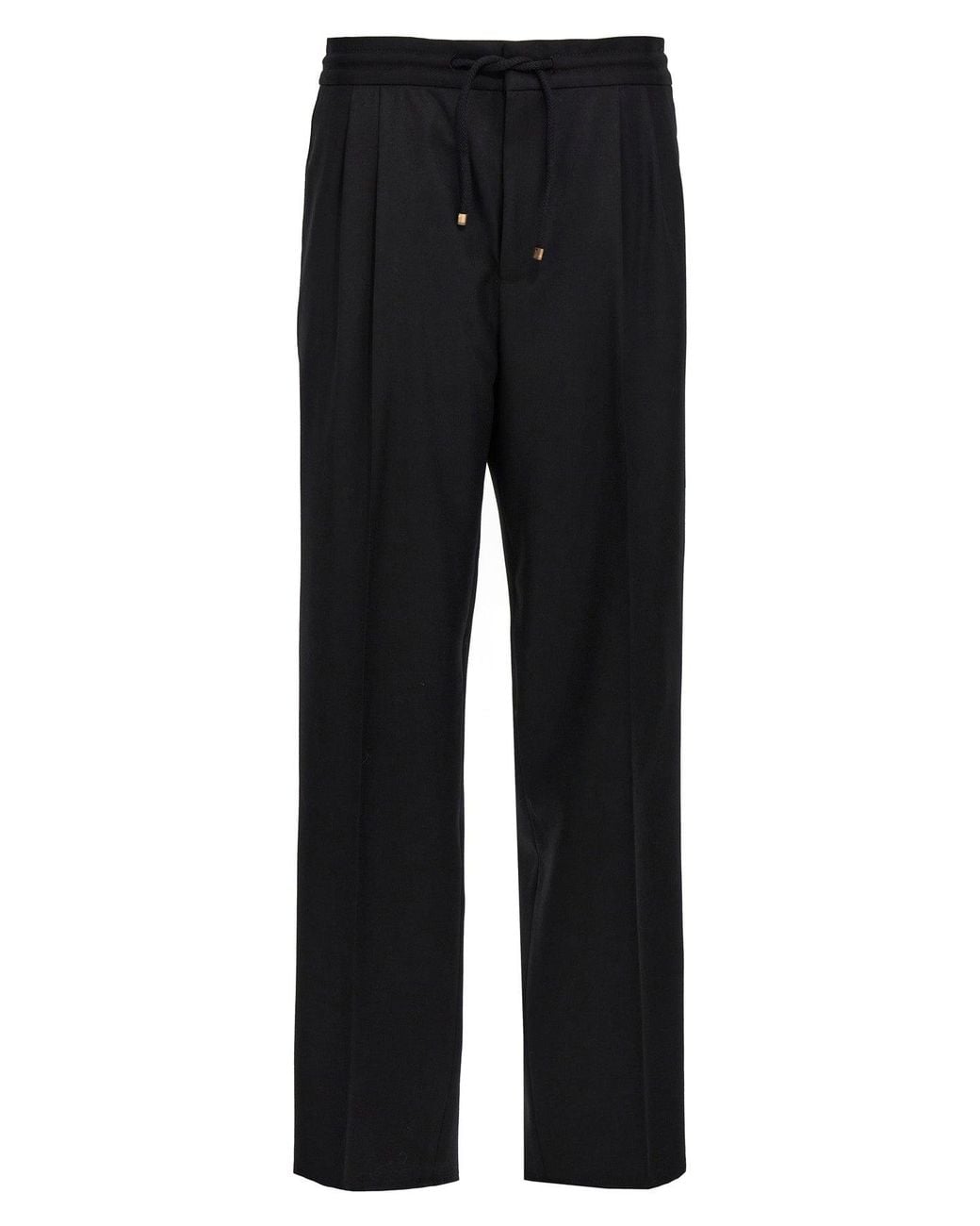 Brunello Cucinelli Black Flannel Trousers for men