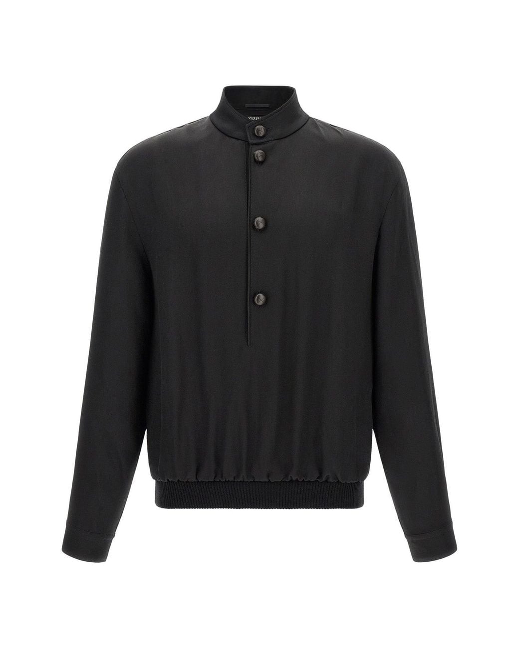 Zegna Black Mulberry Silk Shirt for men