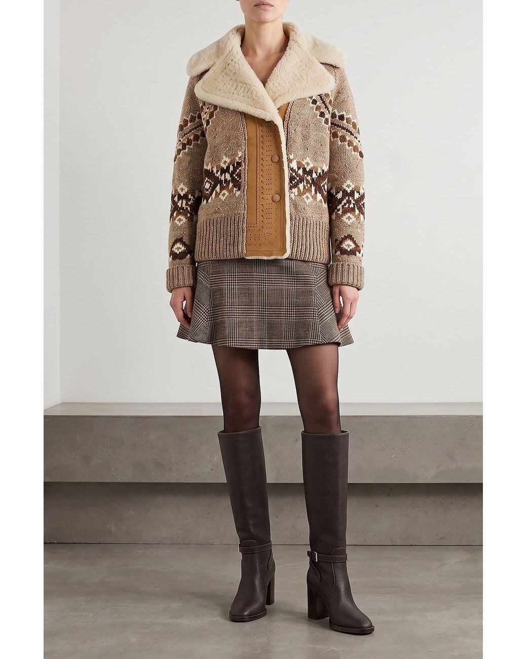 Ermanno Scervino Brown Brogue Detail Knit Jacket