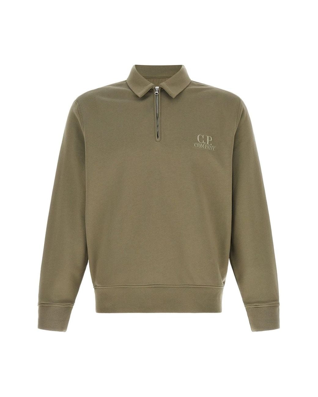C P Company Green C. P. Company Cotton Fleece Sweatshirt for men
