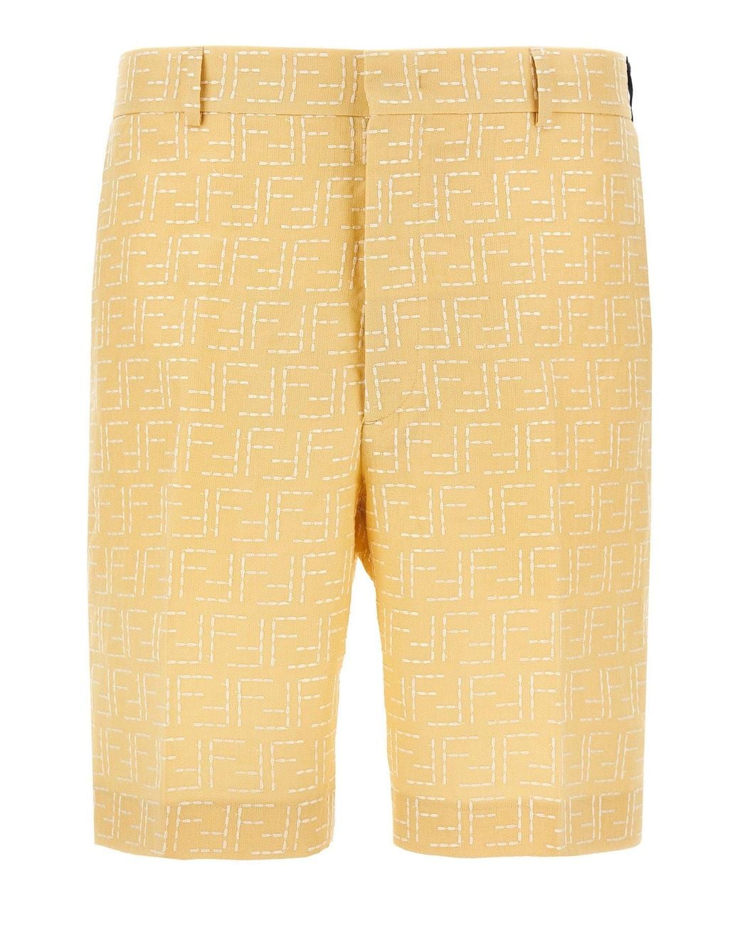 Fendi Yellow The 'Ff Jacquard' Bermuda Shorts for men