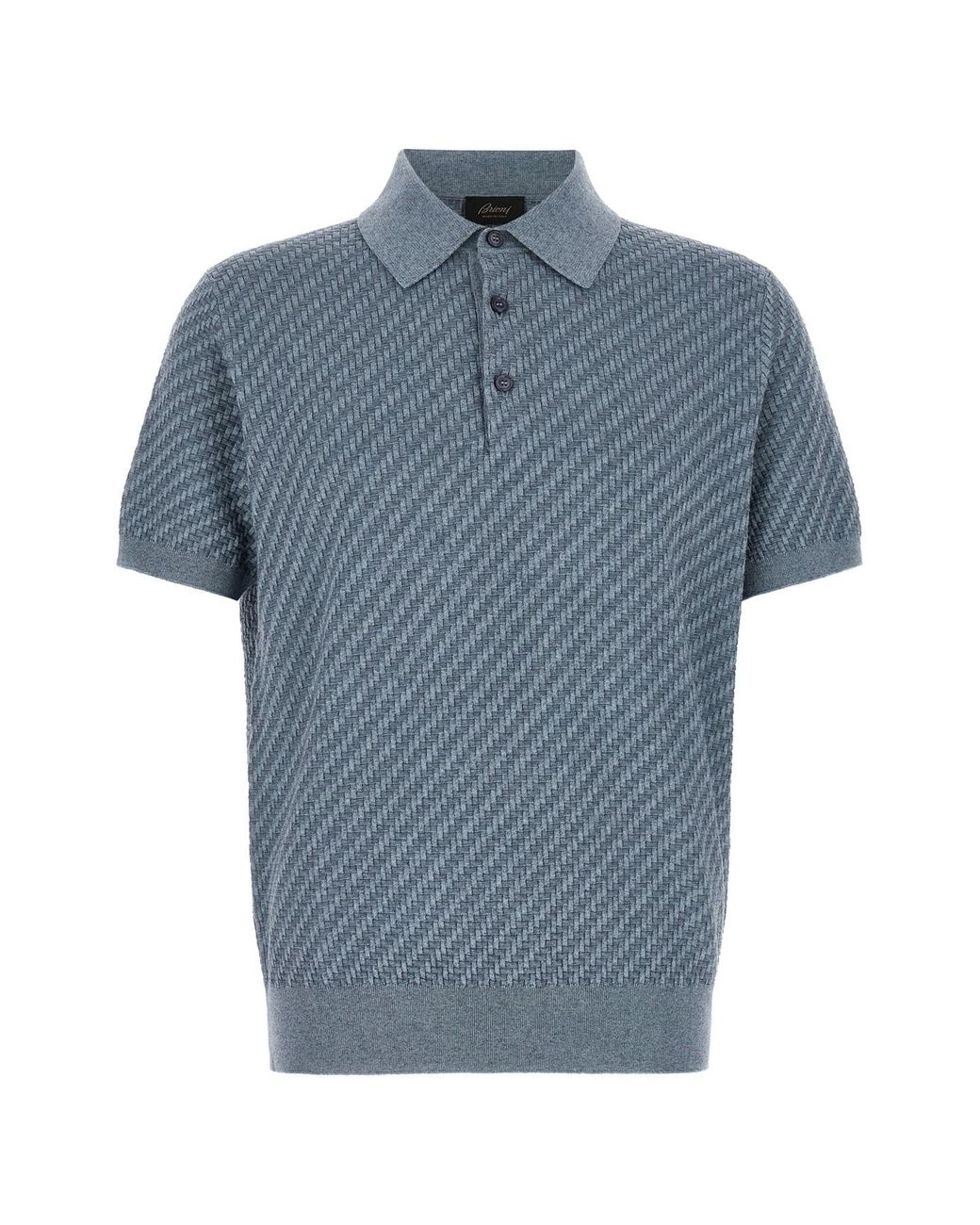 Brioni Blue 'trama' Weaving Polo for men