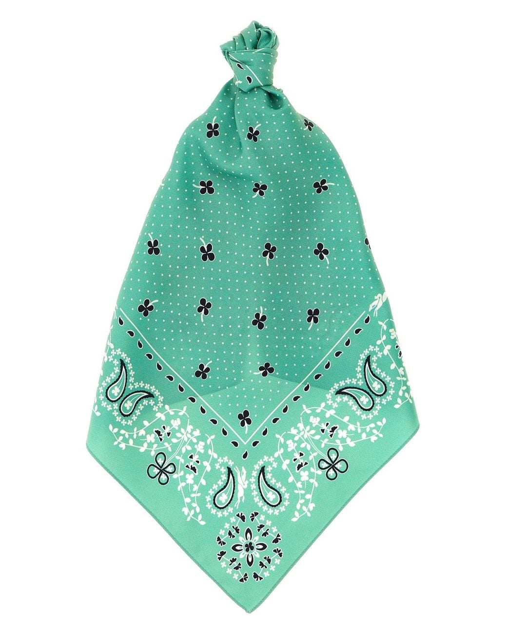 Longchamp Green French Bandana Print Silk Scarf