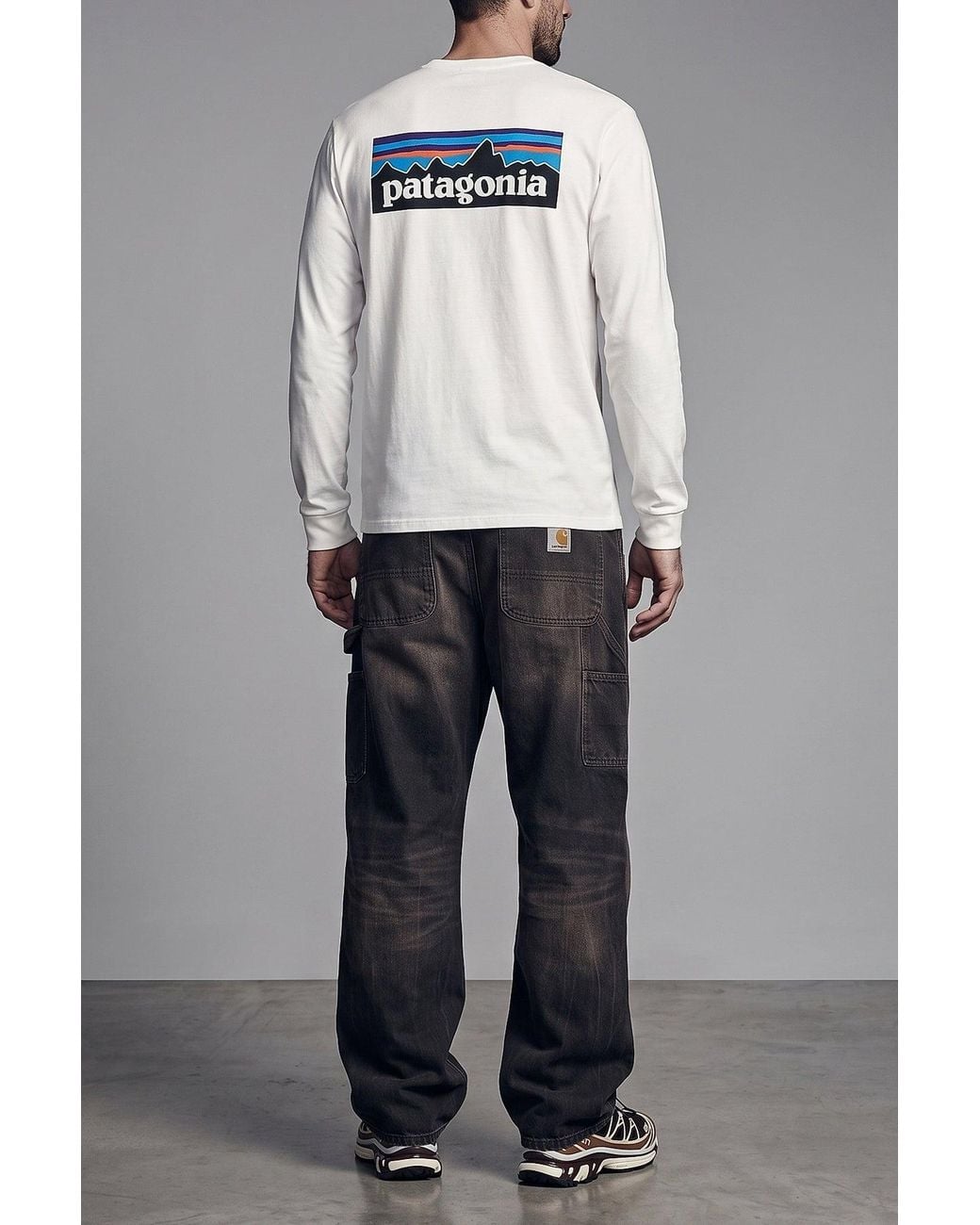 Patagonia White P-6 Logo Responsibili-Tee Long-Sleeved T-Shirt for men