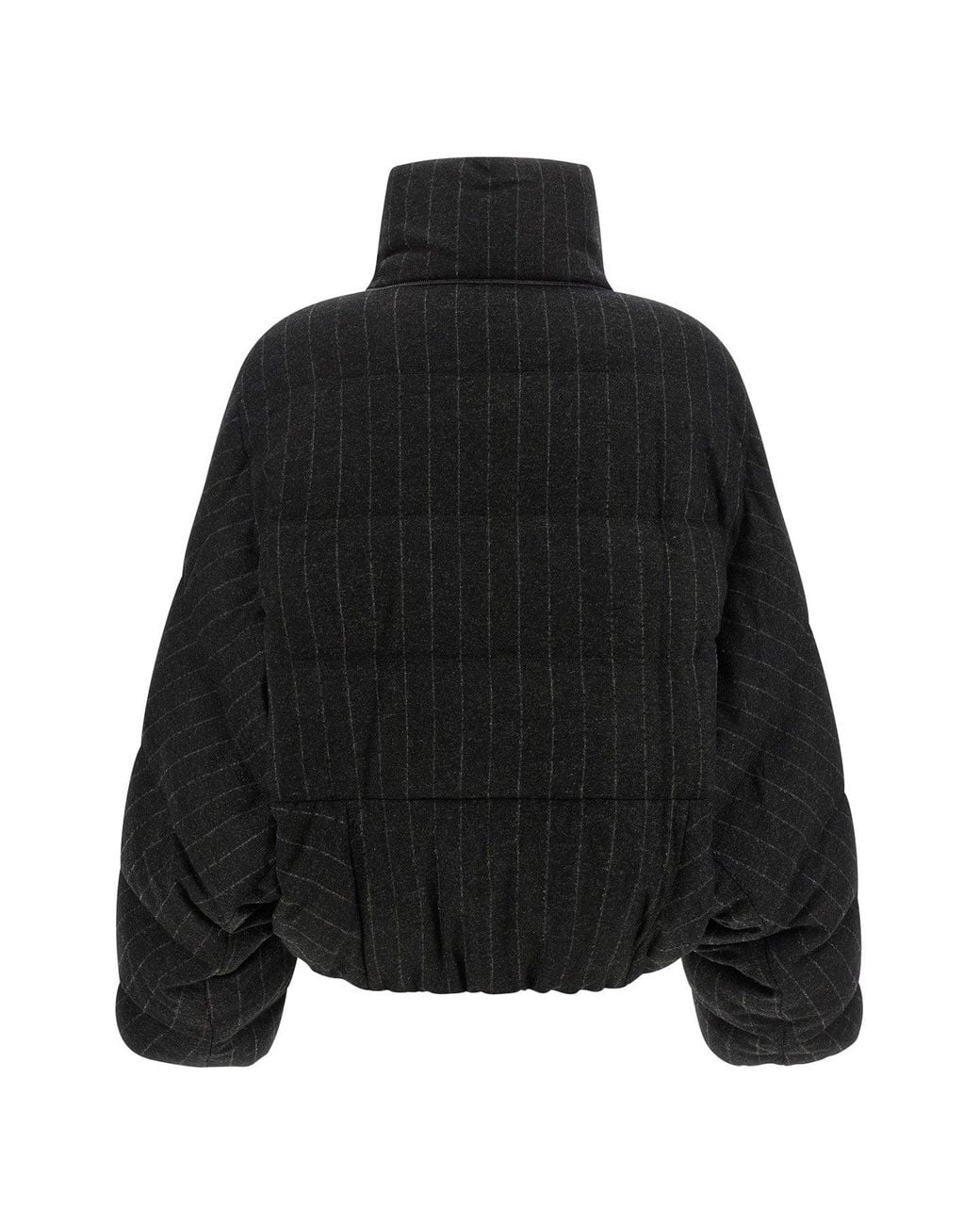 Brunello Cucinelli Black Cropped Pinstripe Padded Jacket