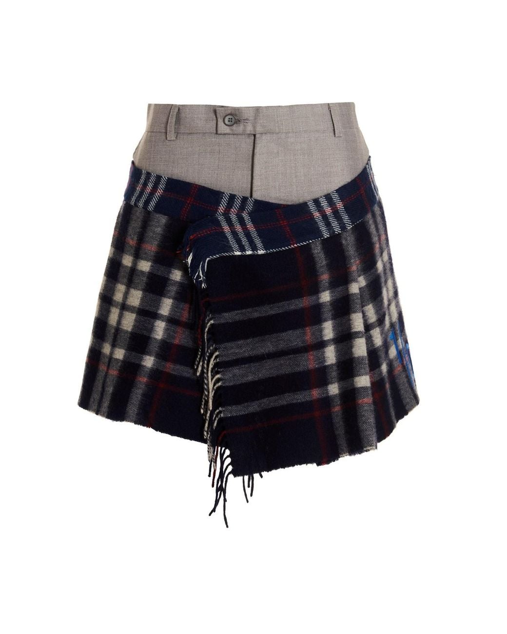 1/OFF Blue 'check Scarf Reworked' Skirt