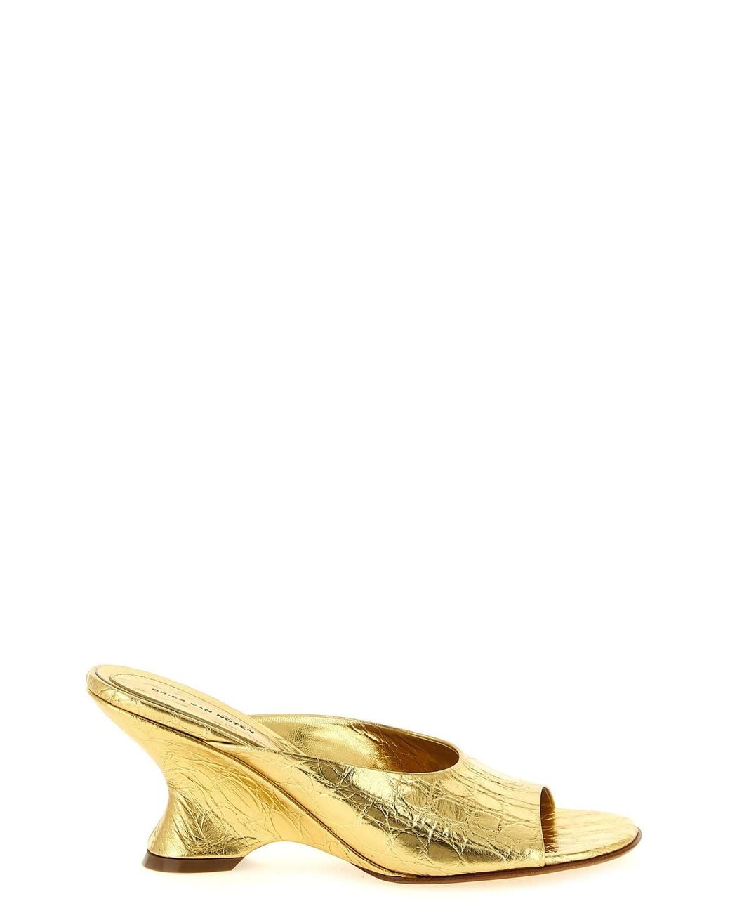 Dries Van Noten Metallic Curved Wedge Mules