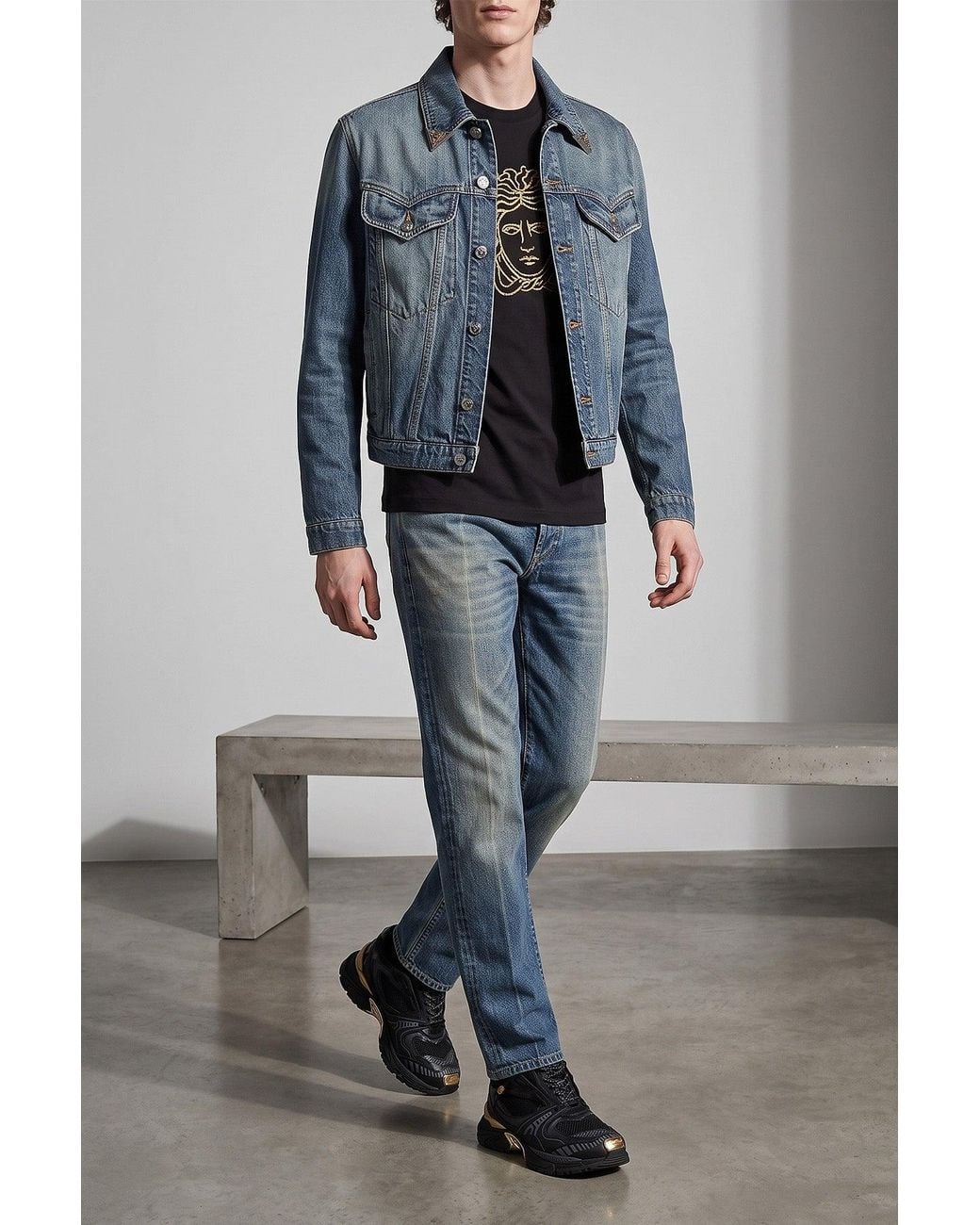 Versace Blue Distressed Jeans for men