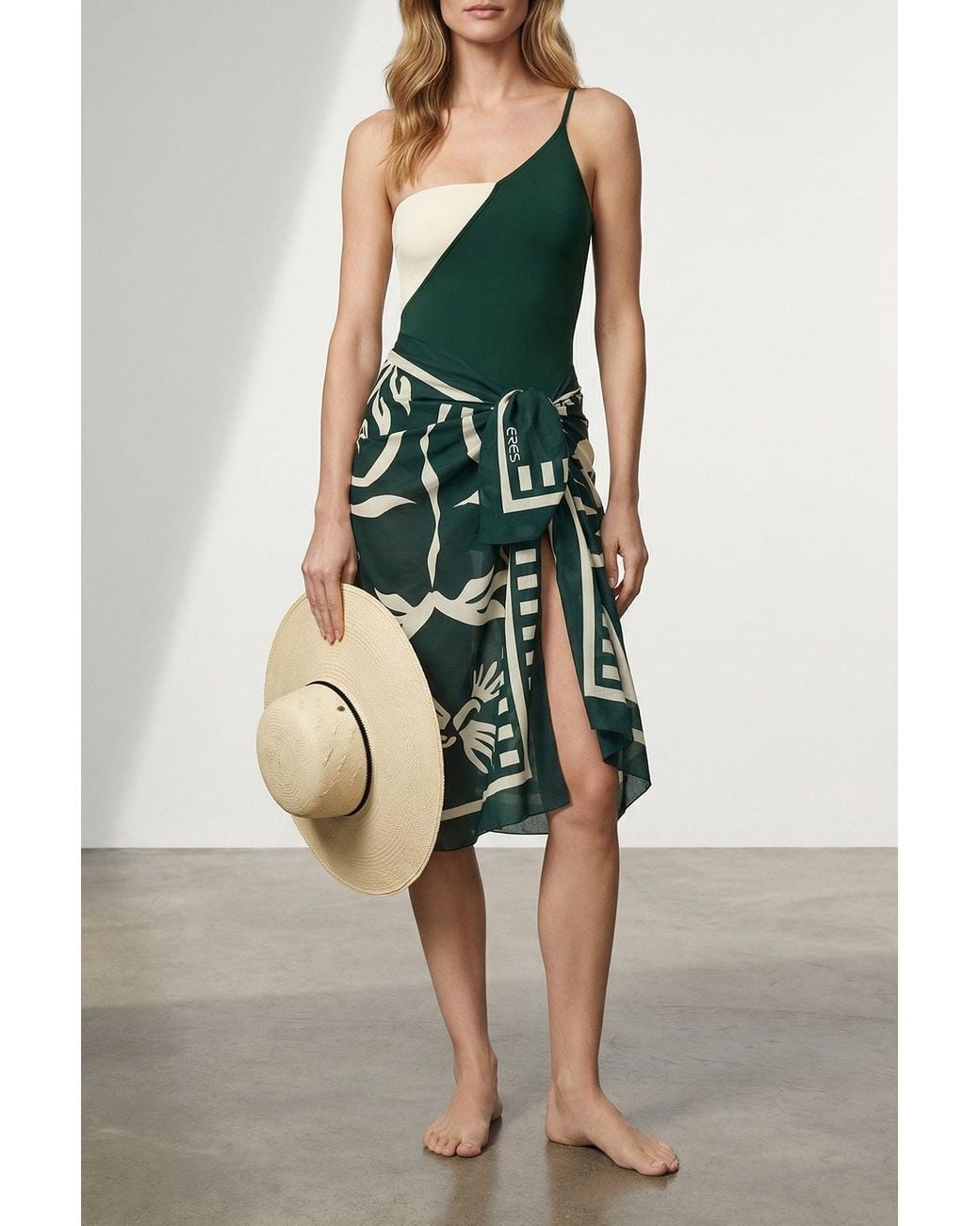 Eres Green Asymmetric One-Piece Swimsuit