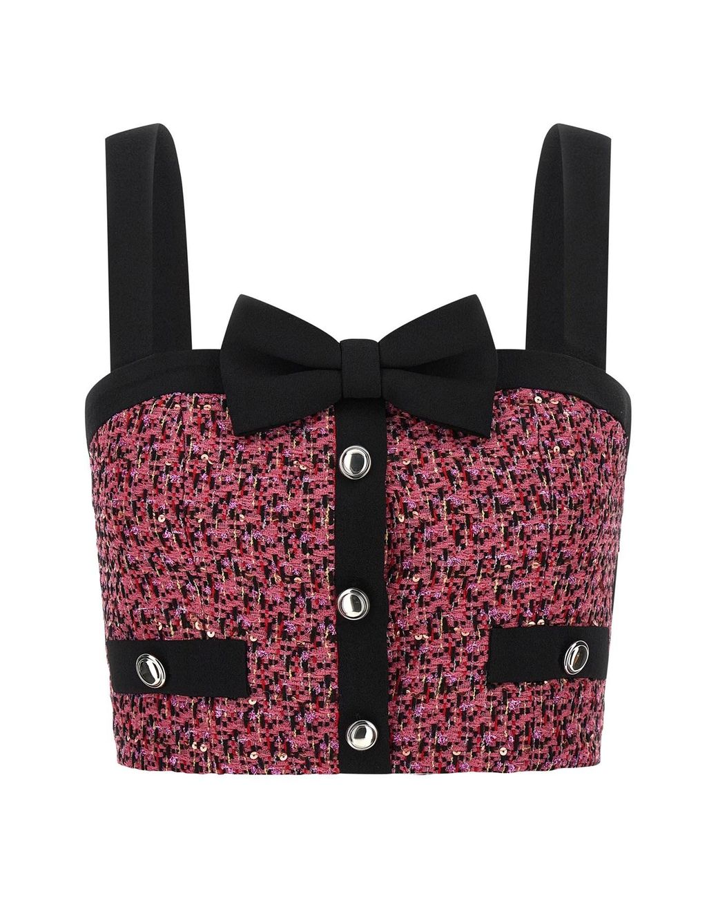 Alessandra Rich Red Tweed Top