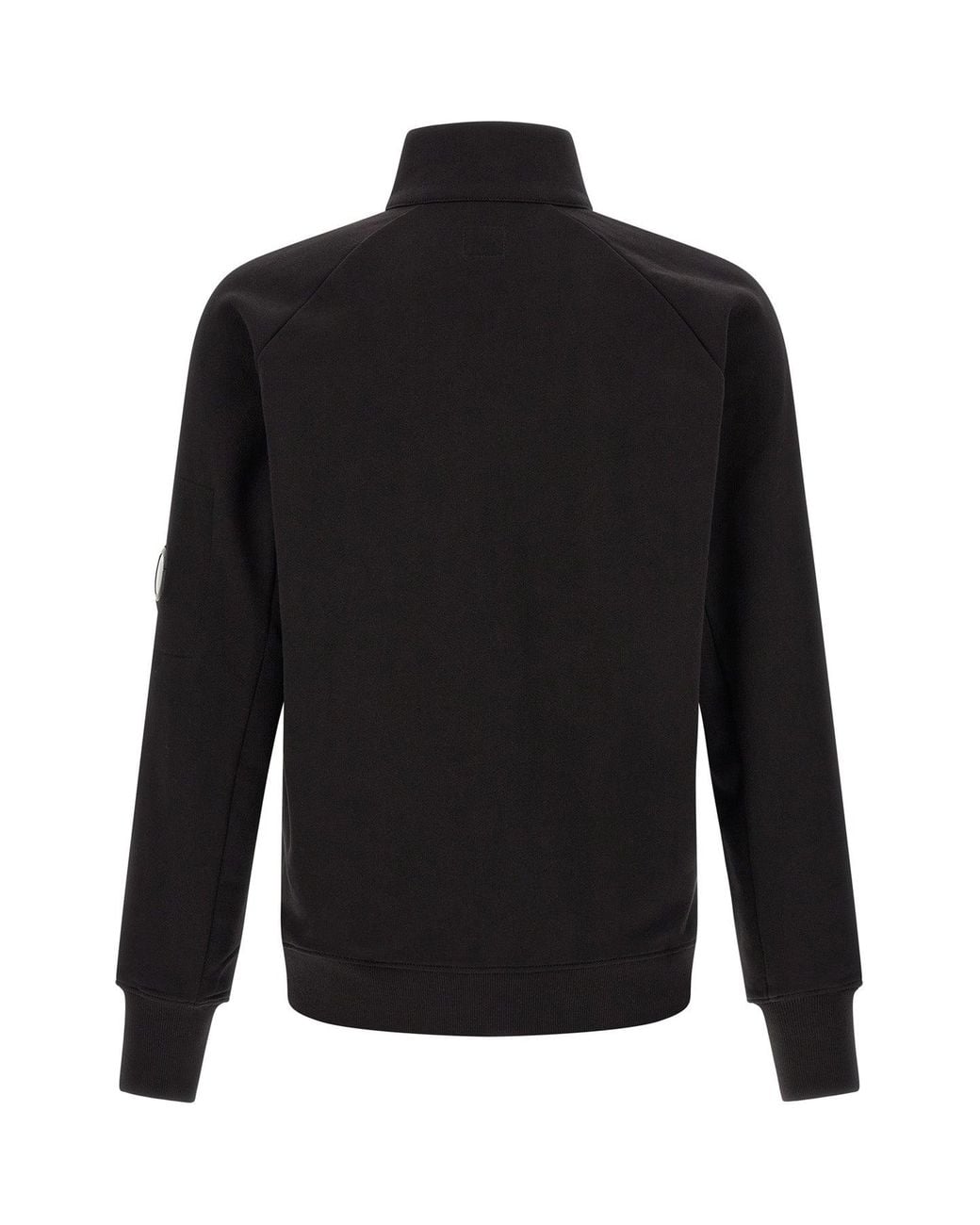 C P Company Black C. P. Company Diagonal Raised Fleece Sweatshirt With Lens Detail for men