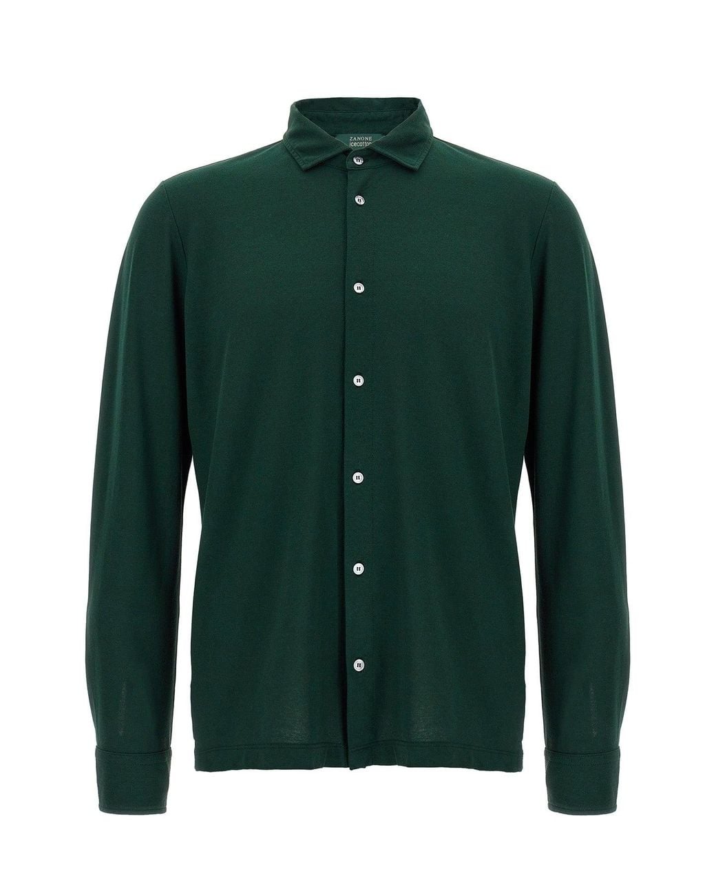 Zanone Green Ice Cotton Shirt With Classic Collar for men
