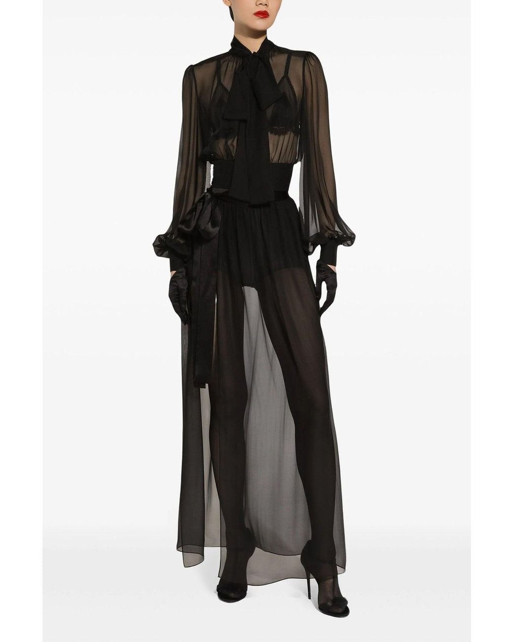 Dolce & Gabbana Gray 'Chiffon' Long Skirt