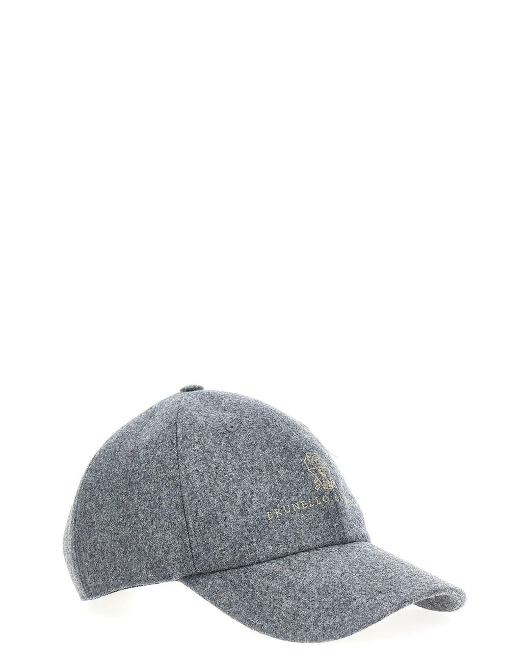 Brunello Cucinelli Gray Hat 'Logo' for men