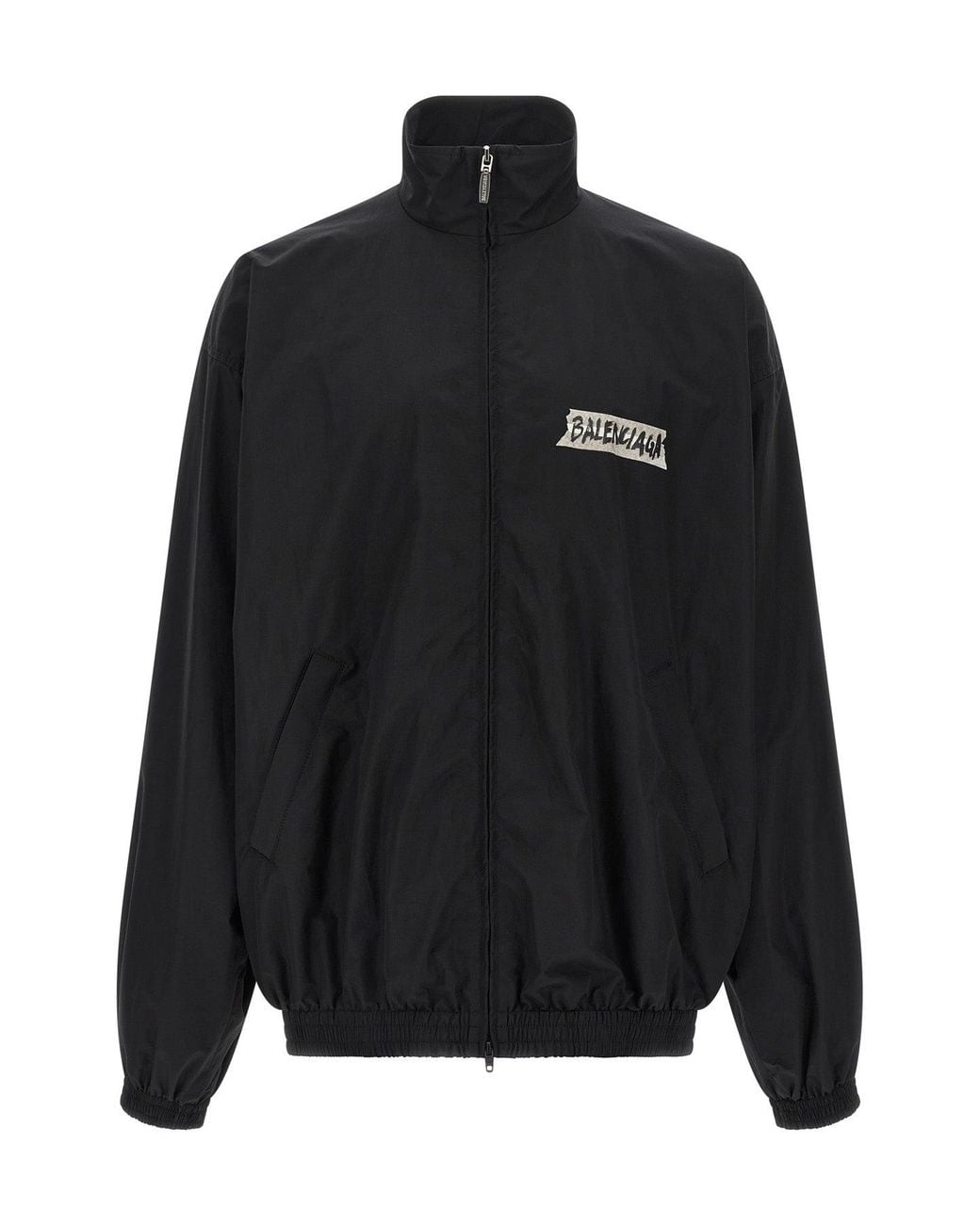 Balenciaga Black Track Jacket With Masking Tape Logo for men
