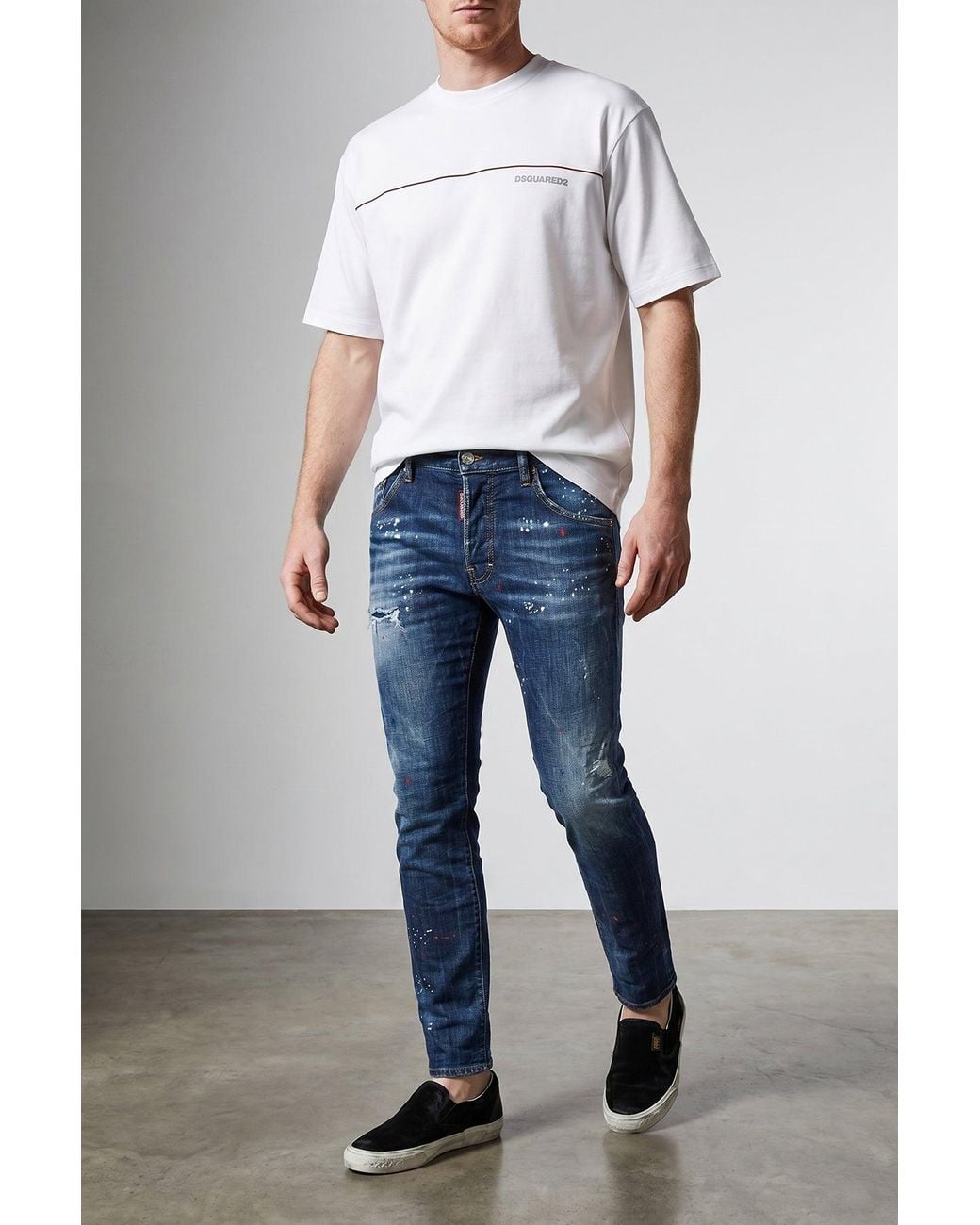 DSquared² Blue Skater Jeans With Paint Splatters for men