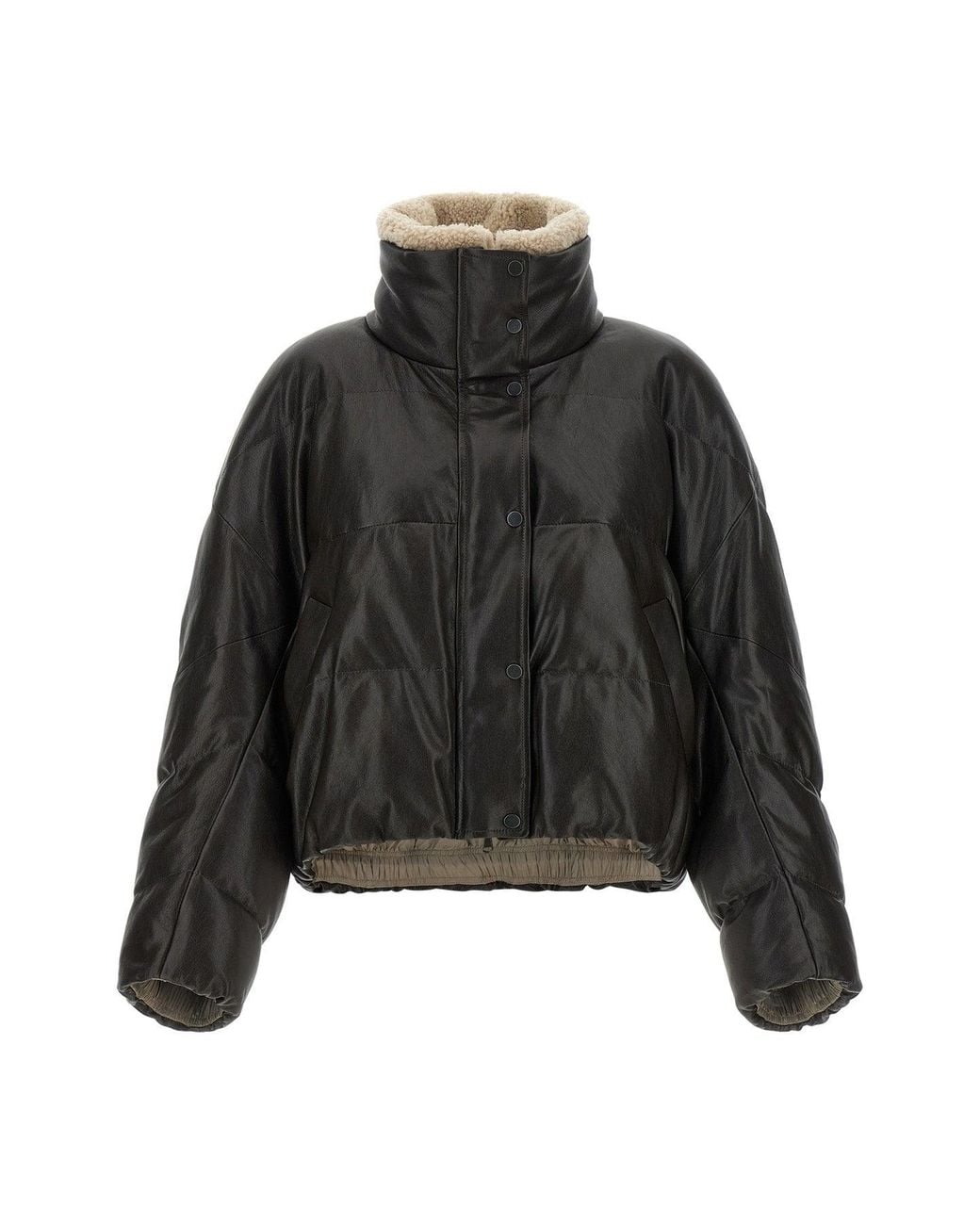 Brunello Cucinelli Black Padded Leather Jacket