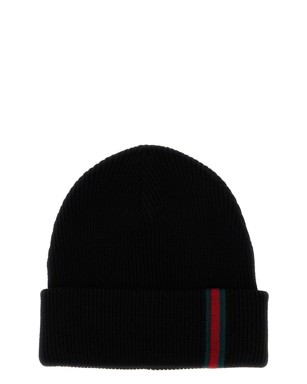 Berretto A Coste 'Web' di Gucci in Black da Uomo