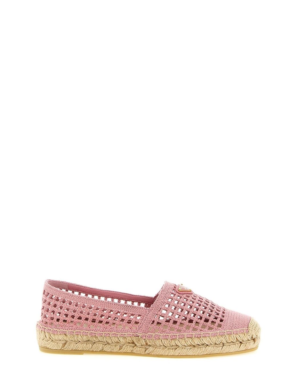 Prada Pink Crochet Knitted Espadrilles