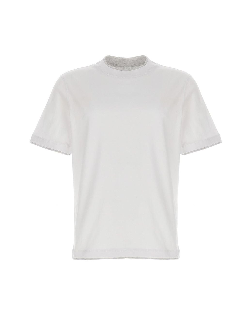 Brunello Cucinelli White Double Layer T-Shirt for men