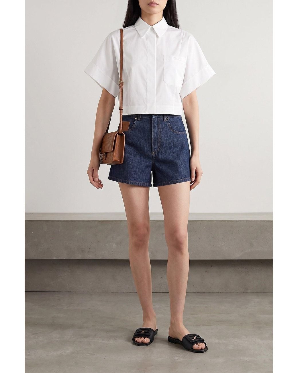Fendi Blue Chambray Denim Shorts