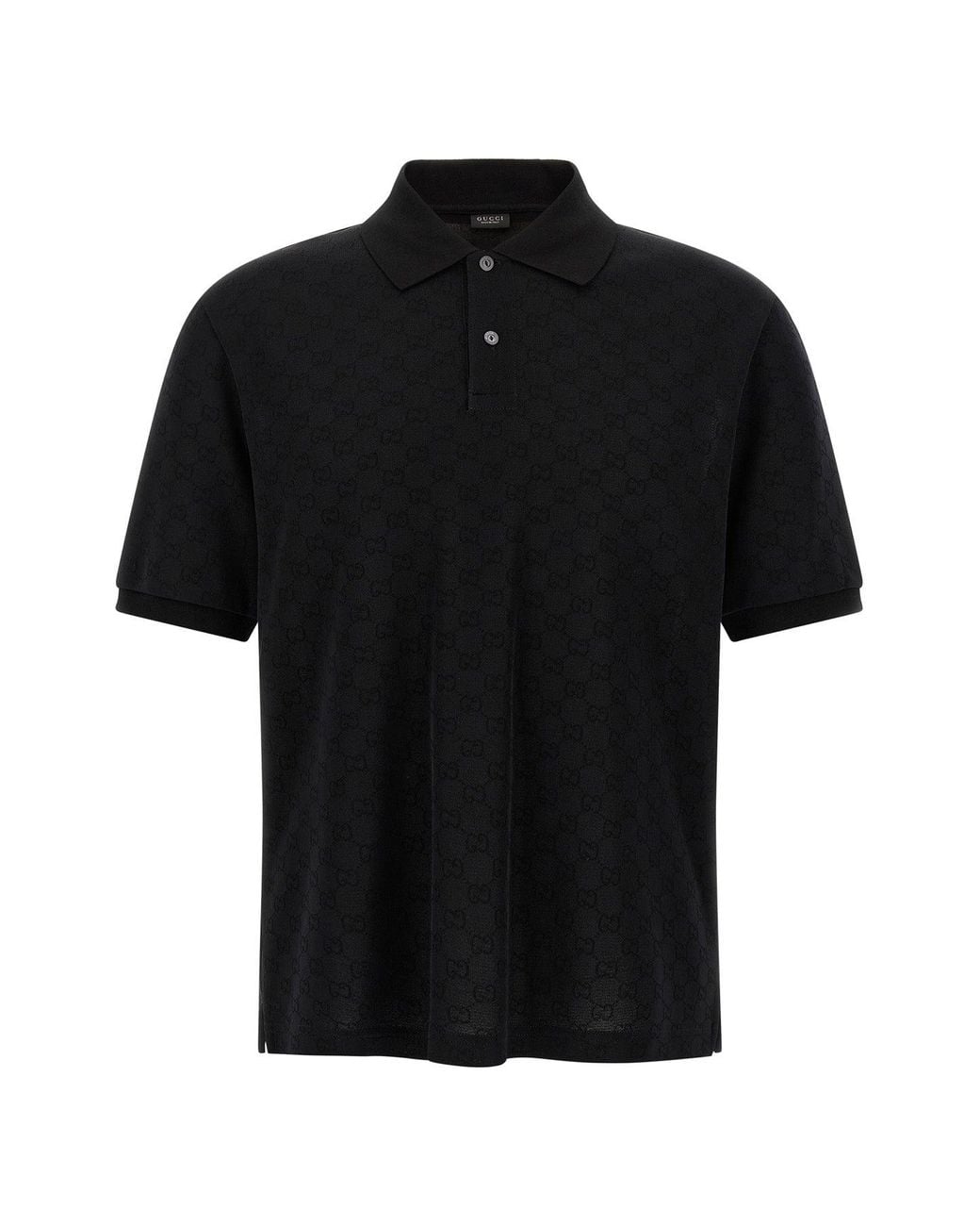 Gucci Black Gg Jacquard Polo Shirt for men