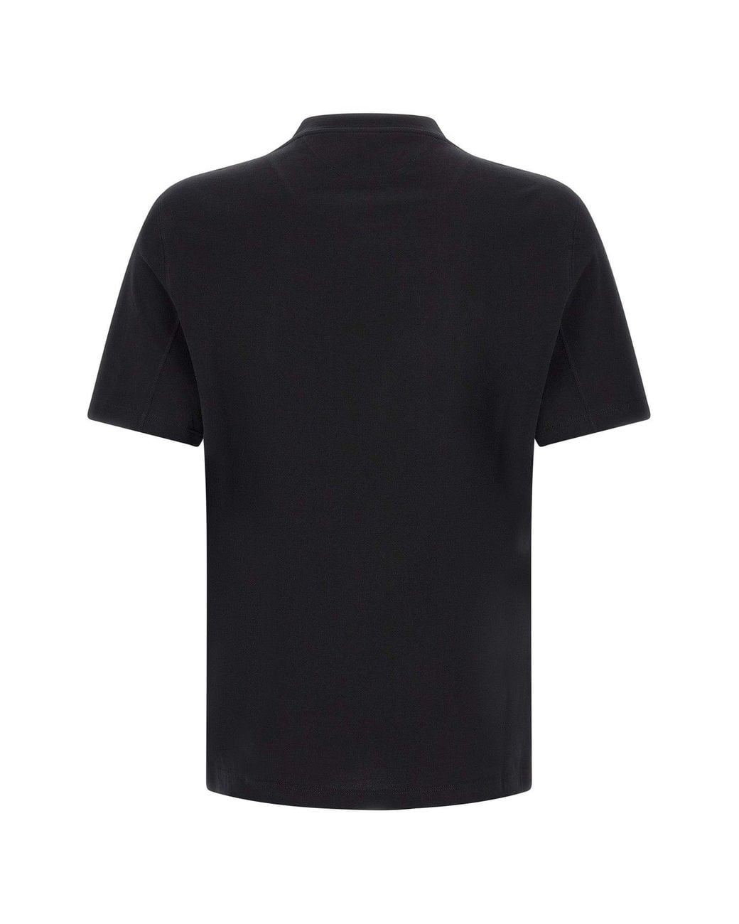 Brunello Cucinelli Black Logo Embroidery T-Shirt for men