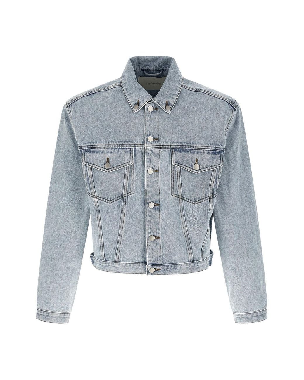 Entire studios Blue Denim Jacket With Engraved Buttons for men