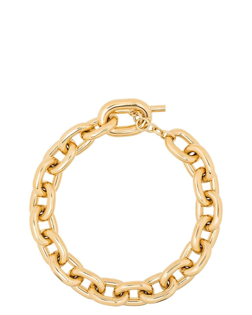 Rabanne Metallic Xl Link Necklace T-Bar Closure Detail