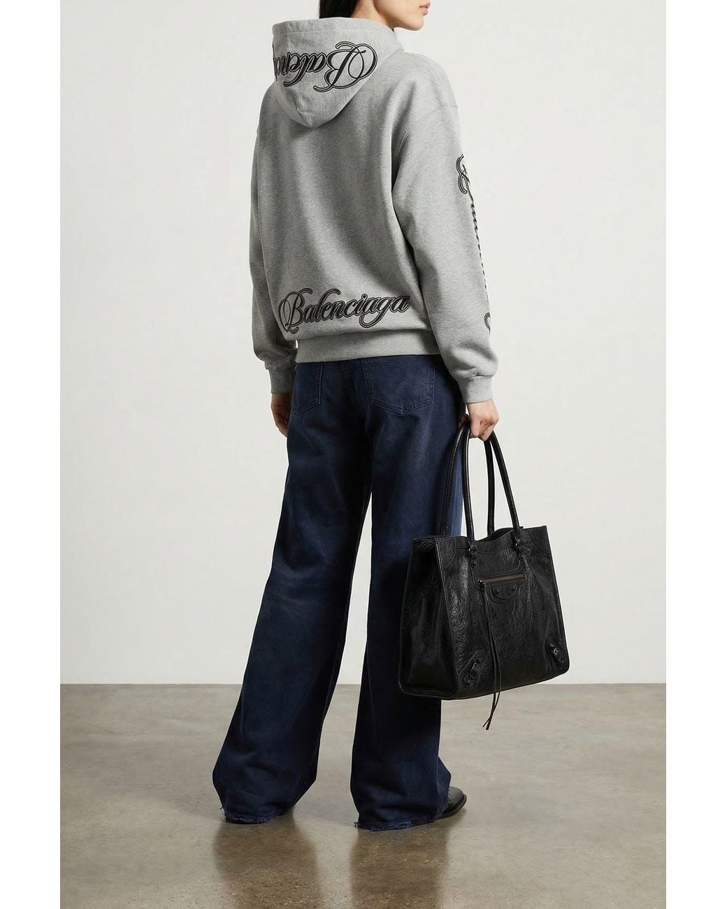 Balenciaga Gray Hoodie With Cursive Logo