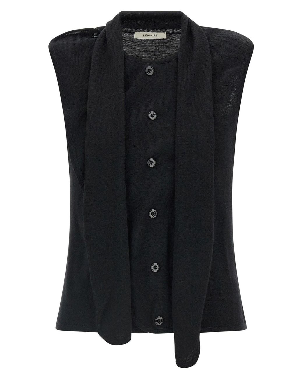 Lemaire Black Vest With Draped Panel