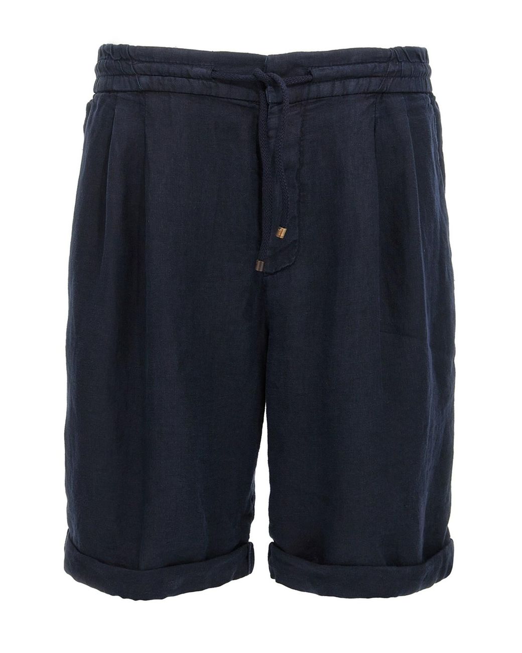 Brunello Cucinelli Blue Linen Bermuda Shorts for men