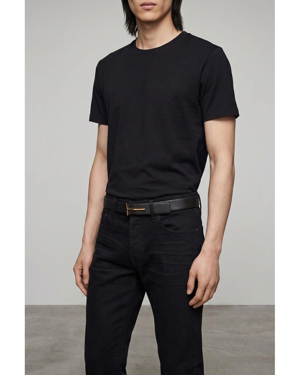 Tom Ford Black Reversible Belt With T Buckle for men