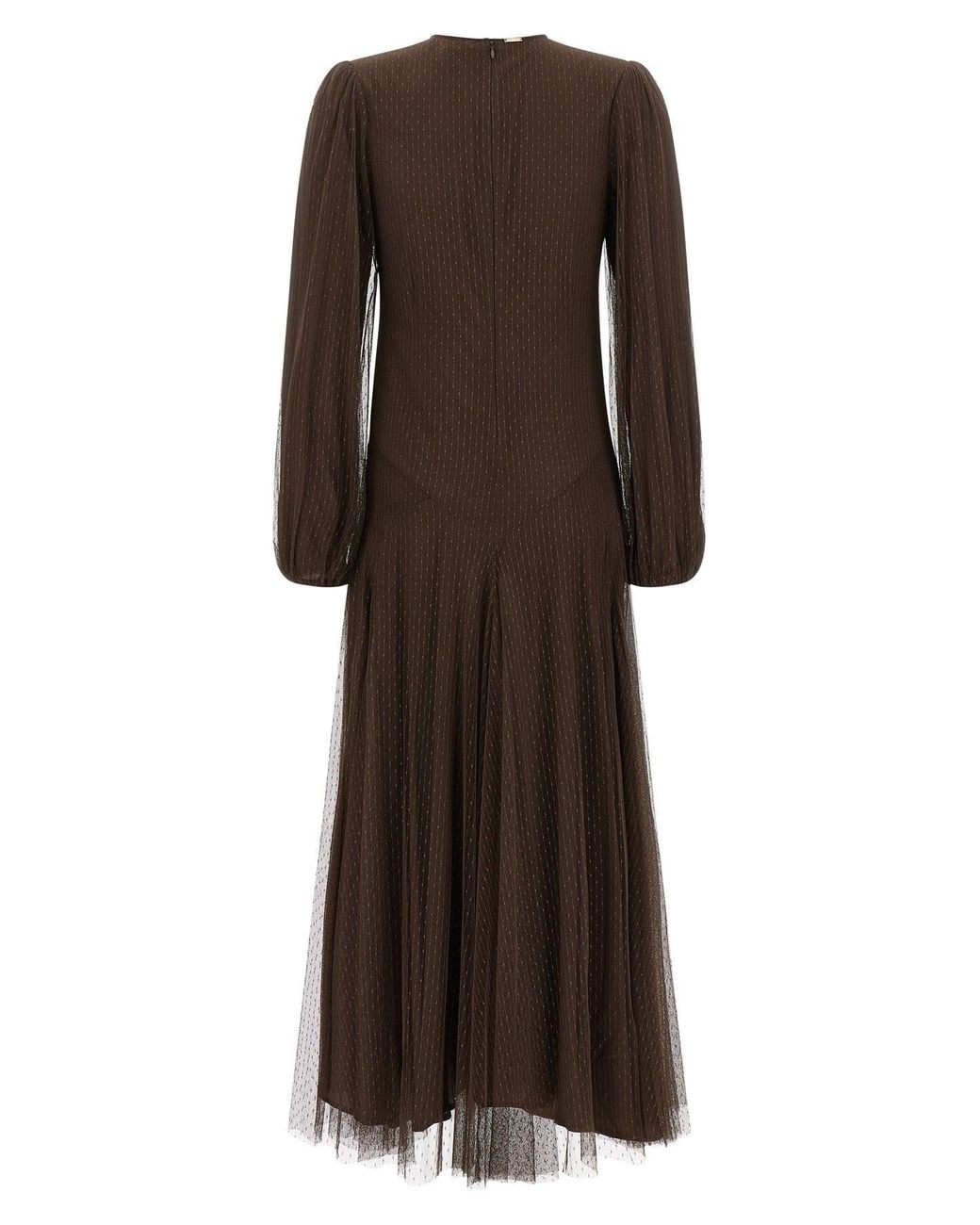 Twinset Brown Tulle Plumetis Dress