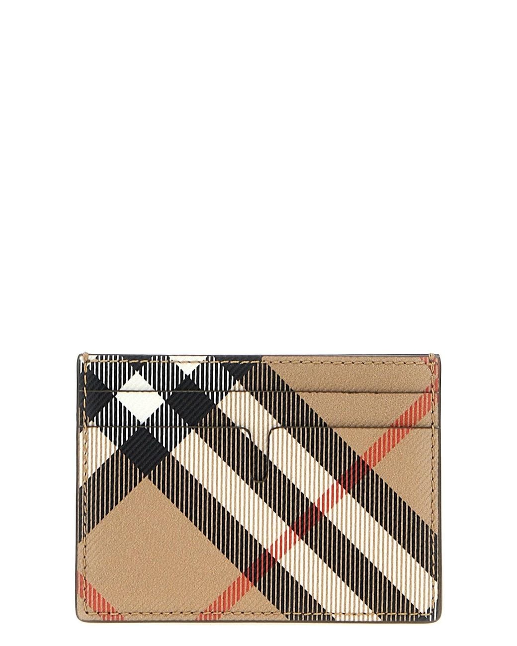 Burberry Natural Cardholder With Diagonal Check Pattern for men