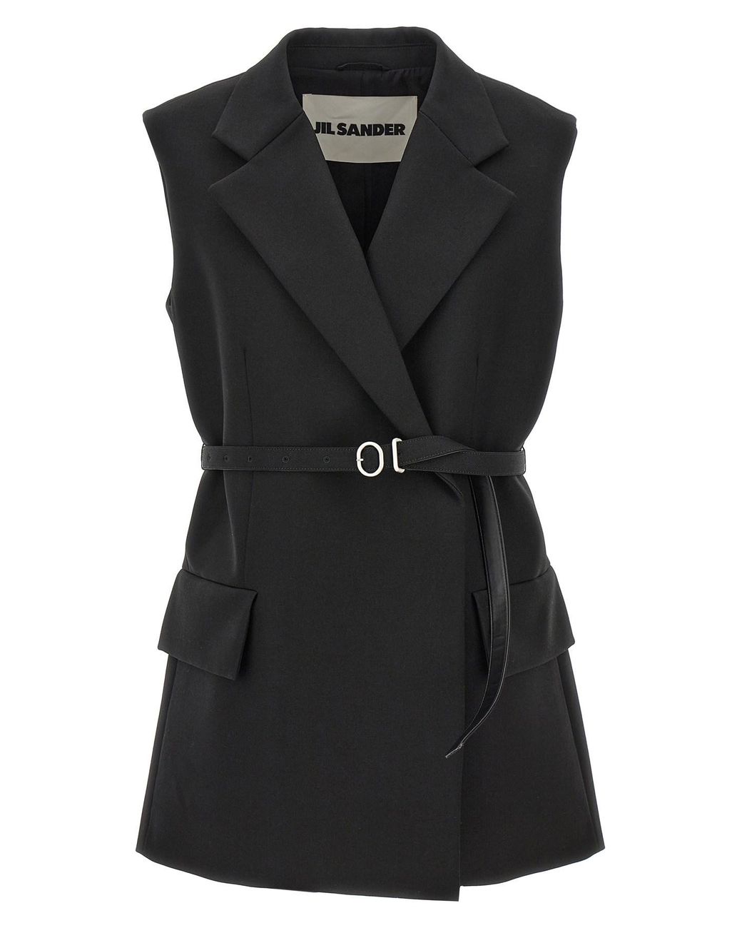 Jil Sander Black Belt Wool Vest