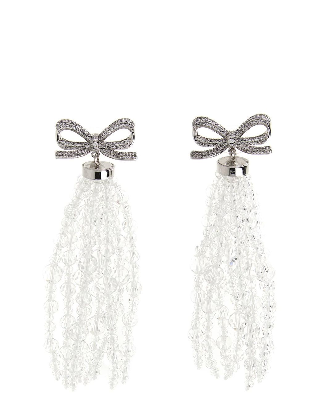 Self-Portrait White 'bow Beaded Waterfall' Earrings