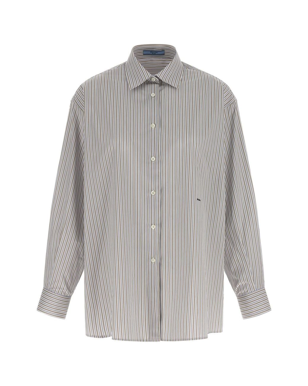 Prada Gray Striped Shirt