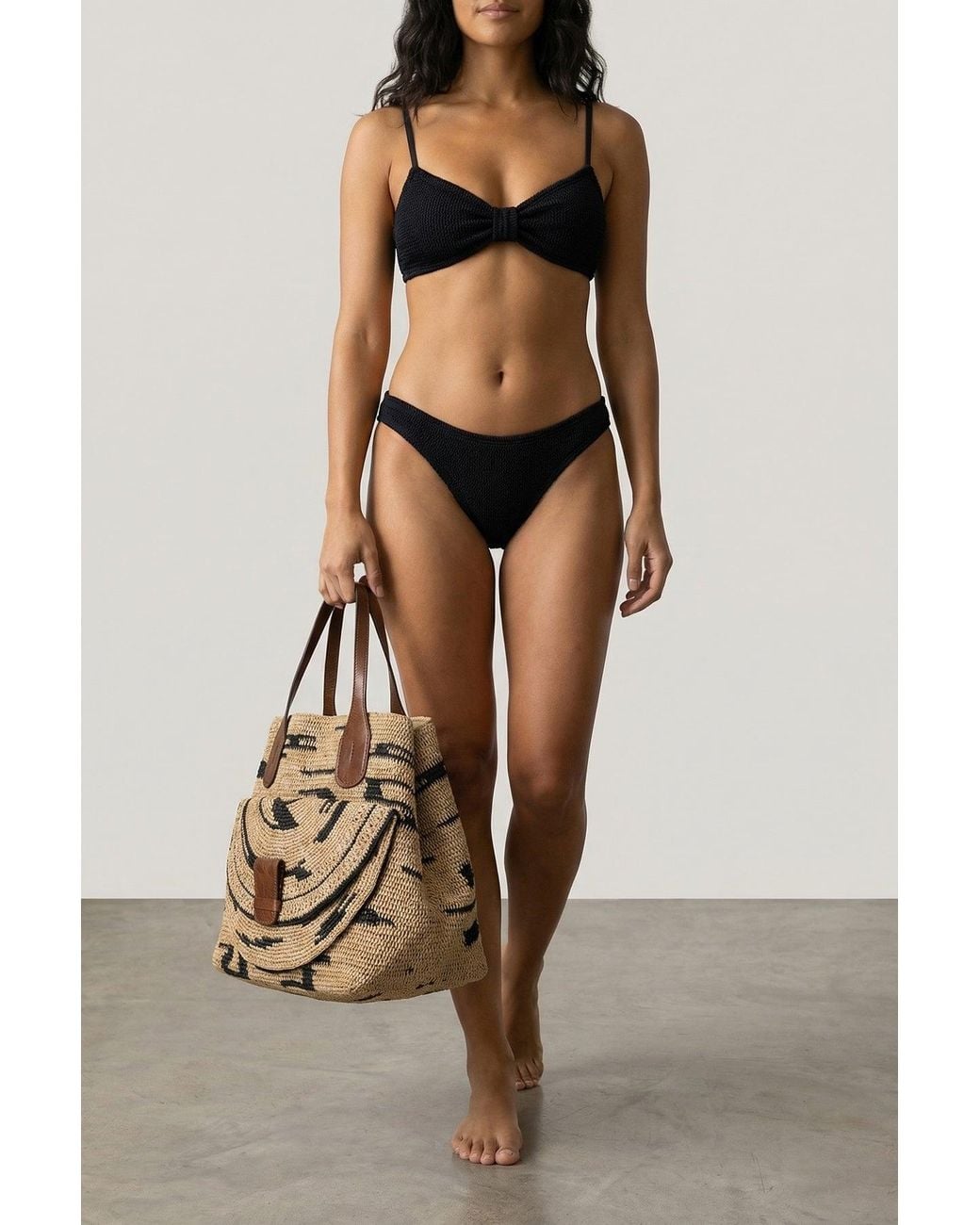 Hunza G Black Crinkle Texture Bikini