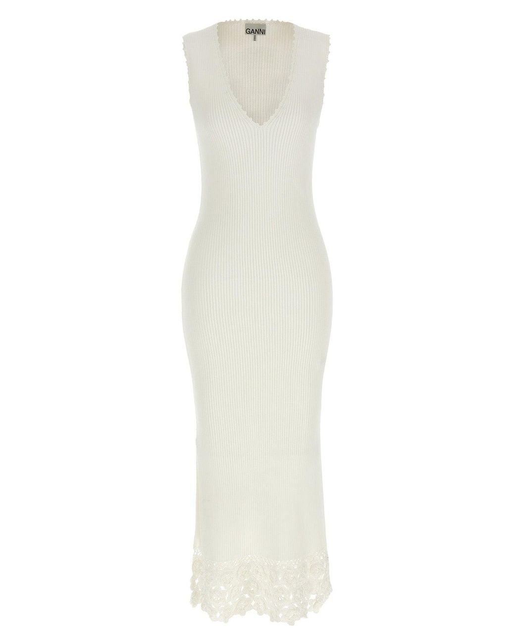 Ganni White 'Cotton Crochet' Dress