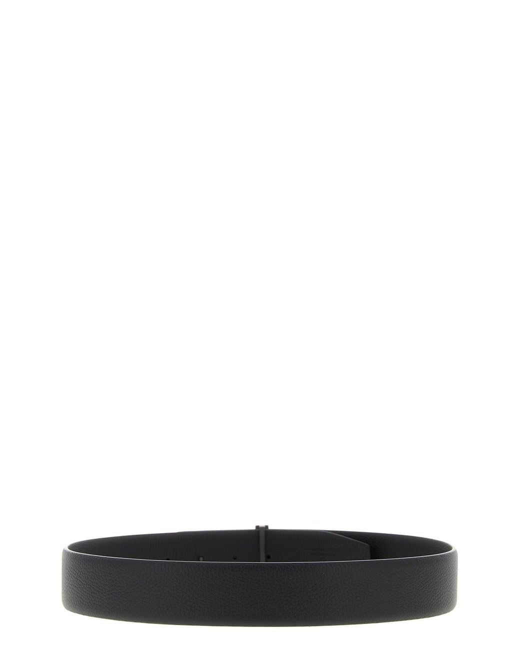 Tom Ford Black Pebbled Leather Belt With T Buckle for men