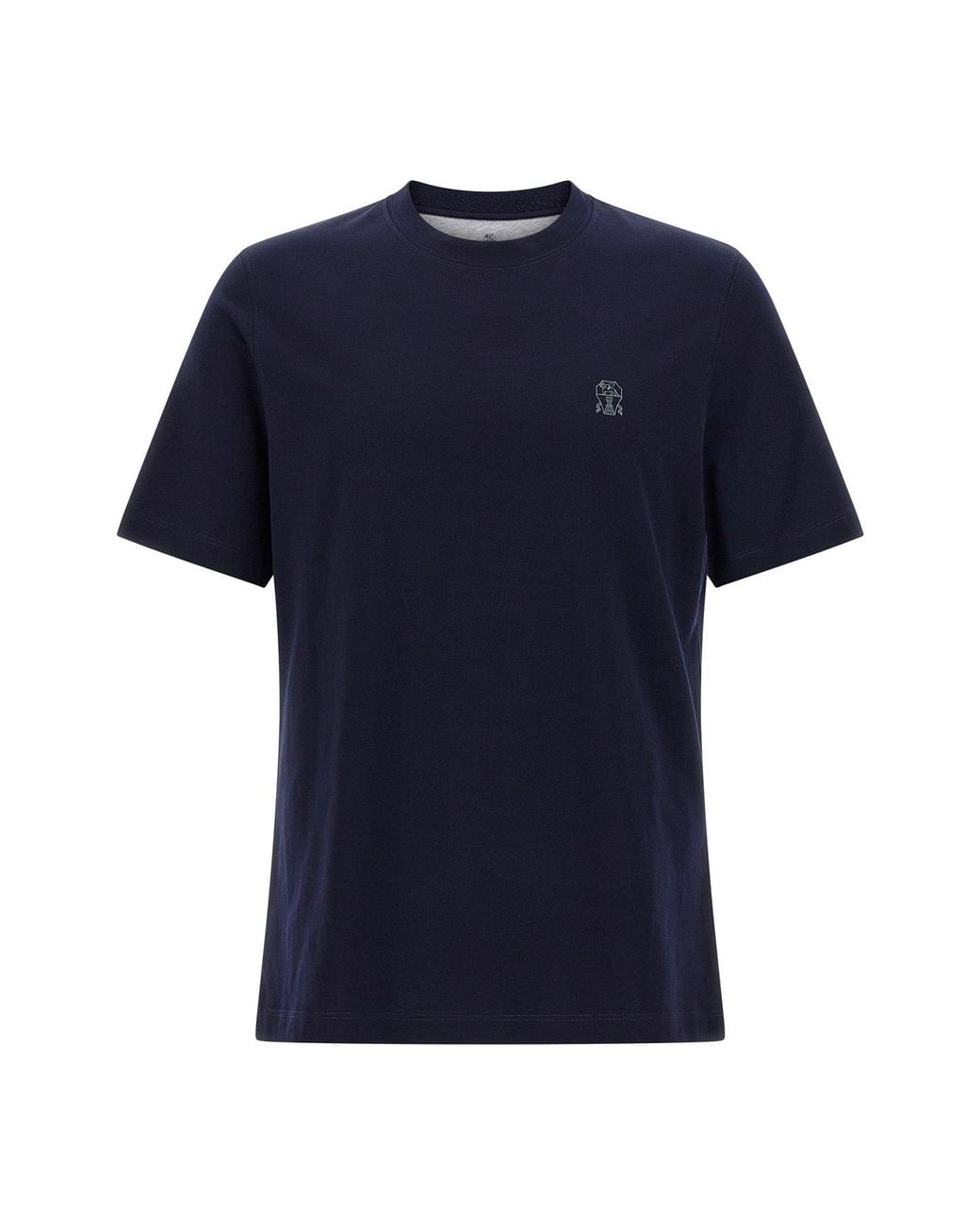 Brunello Cucinelli Blue T-Shirt Crest Detail for men