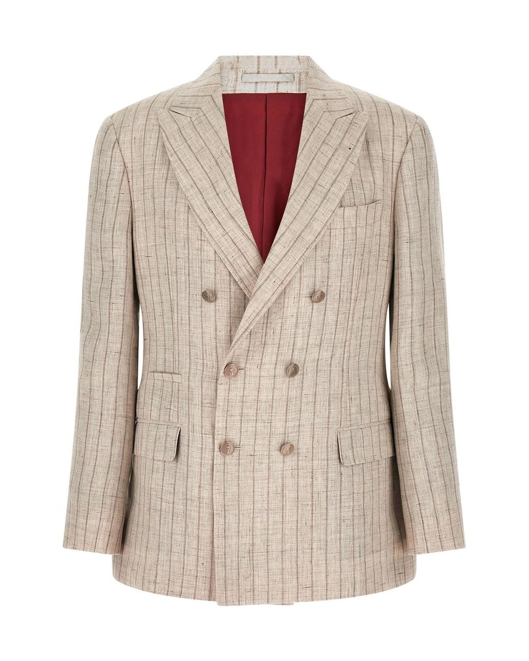 Brunello Cucinelli Natural Pinstripe Twill Blazer for men