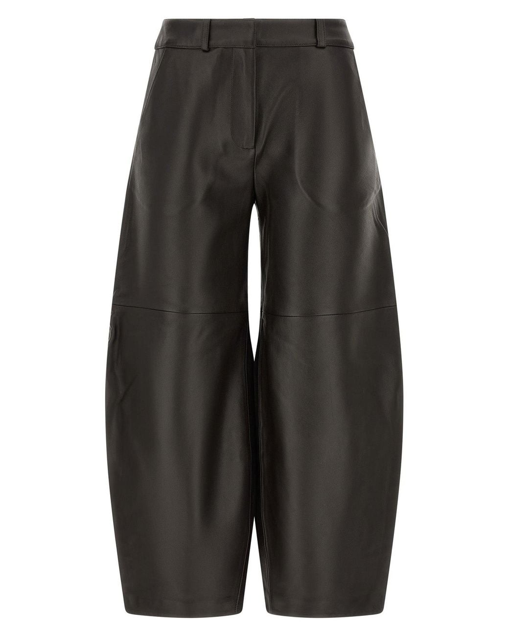 Co. Black Barrel-Leg Leather Trousers