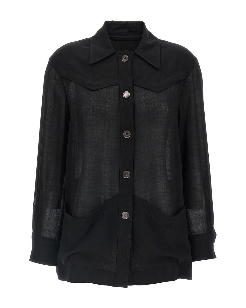 Ferragamo Black Semi-Sheer Wool Jacket