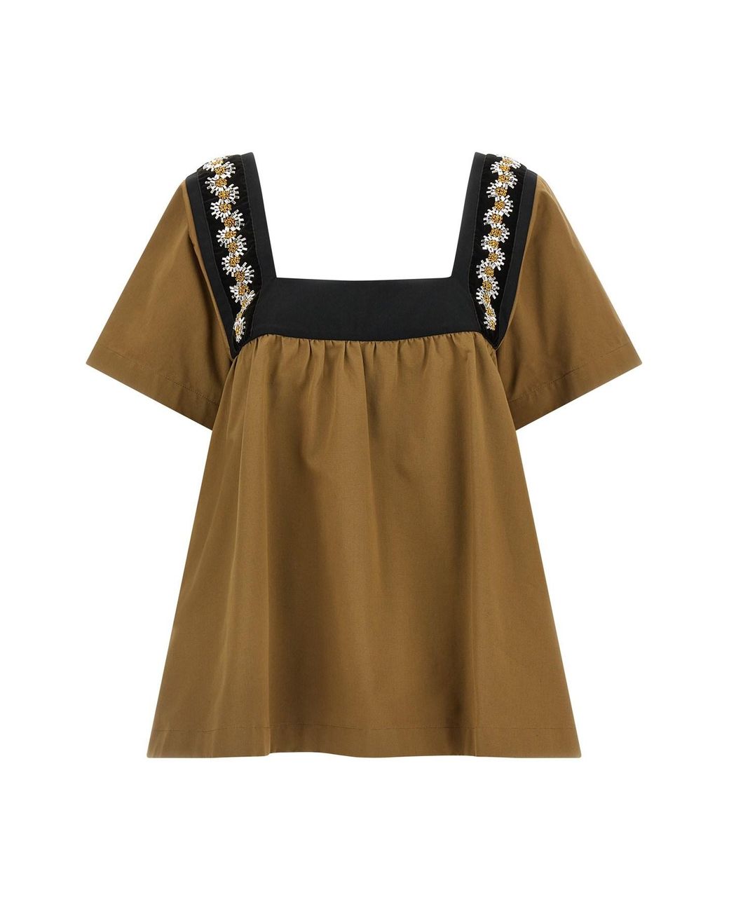 Prada Brown Embroidery Top