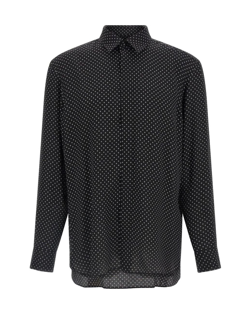 Tom Ford Black Geometric Print Silk Shirt for men