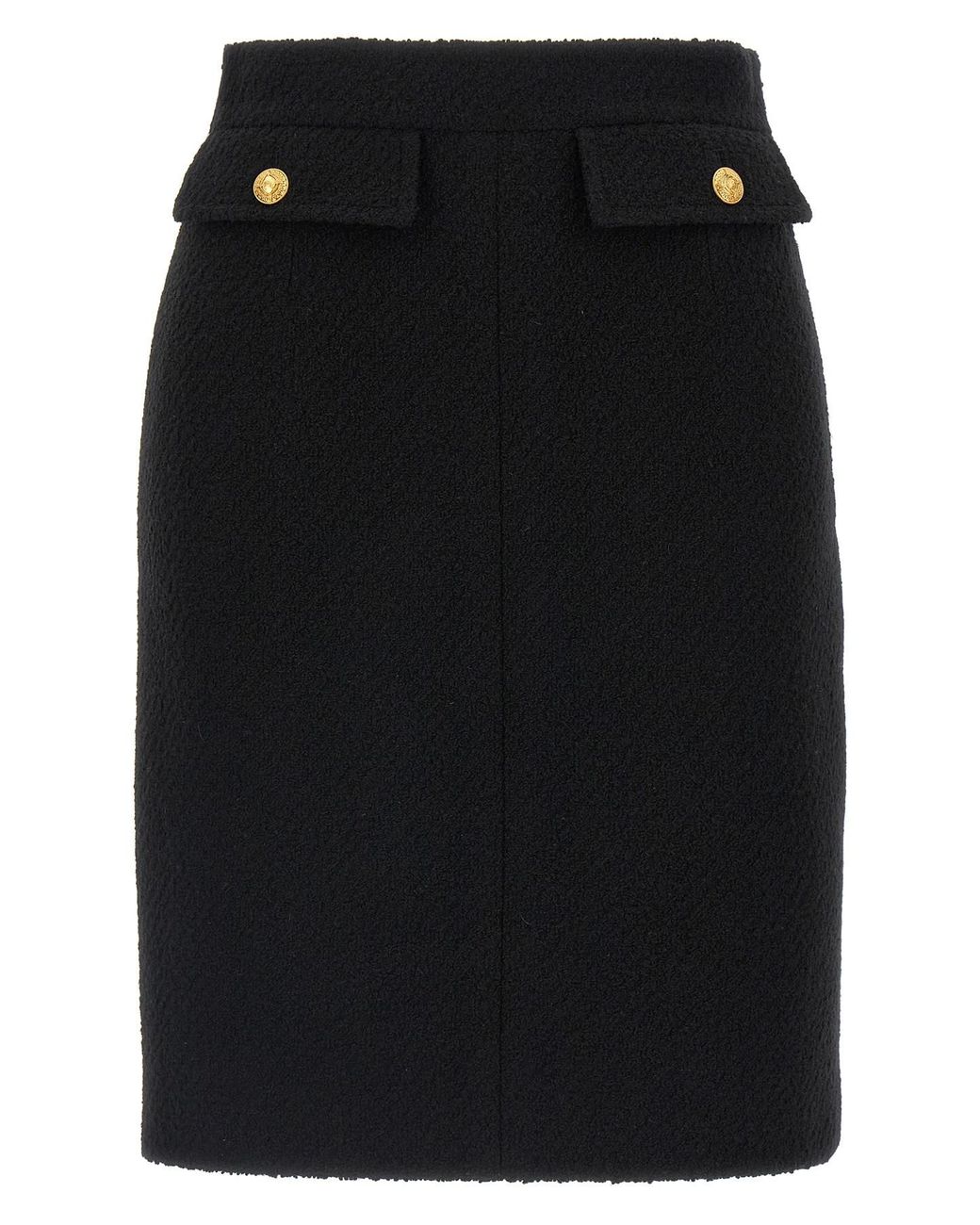 Chloé Black Bouclé Wool Skirt