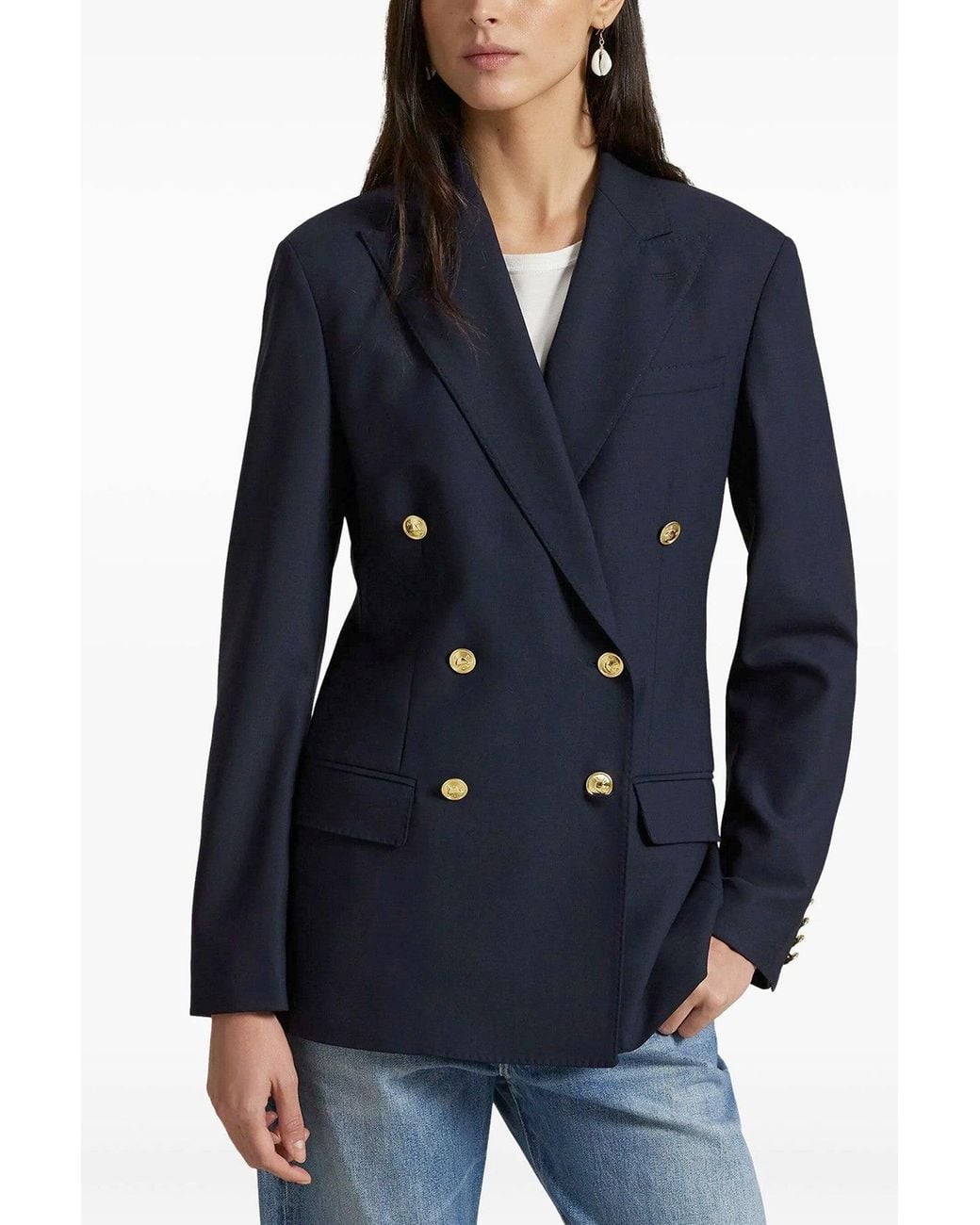 Polo Ralph Lauren Black Wool Blazer With-Tone Buttons