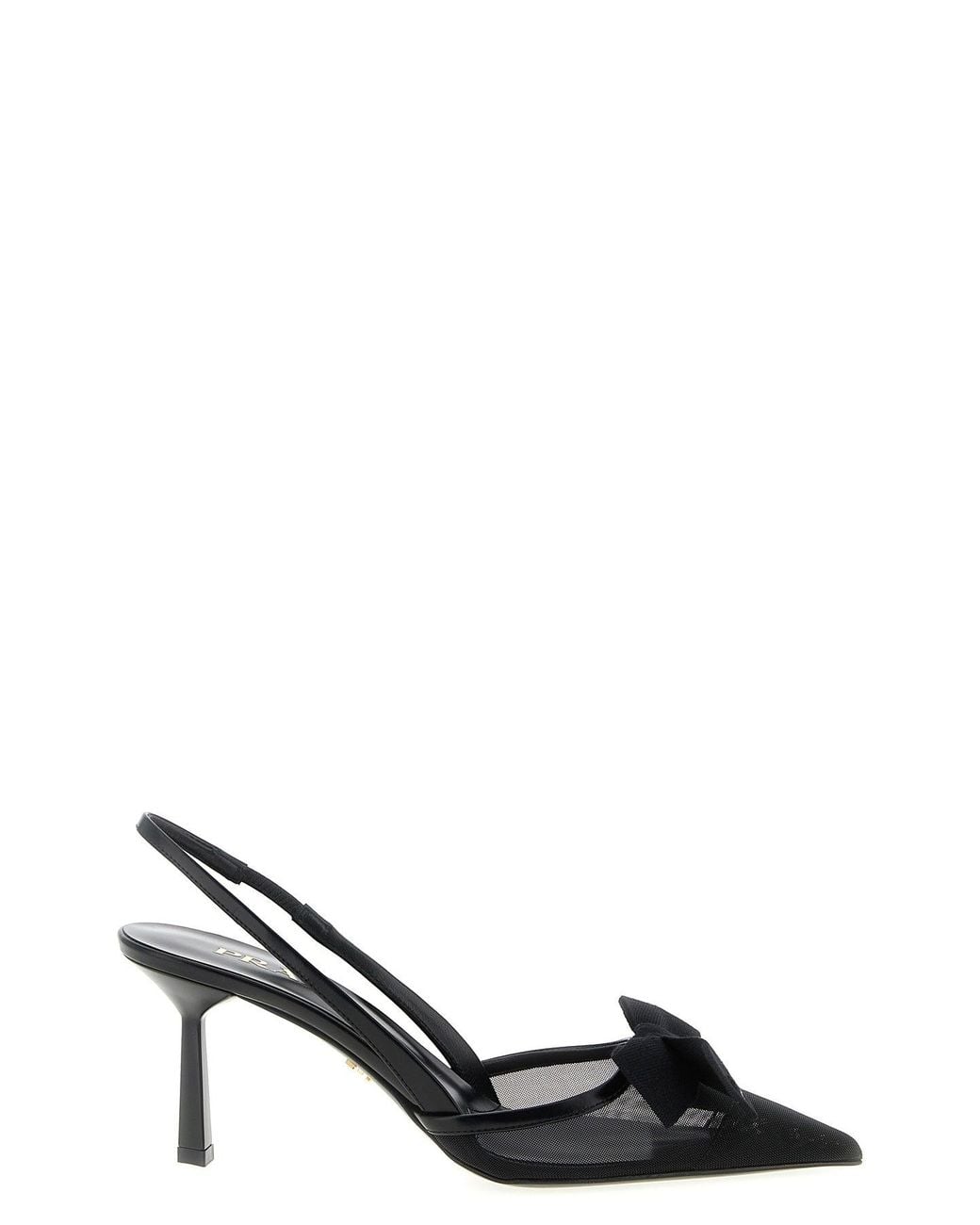 Prada Black Mesh Slingback Pumps